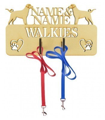 Laser Cut Personalised 'Walkies' Lead Hanger with Two Names - 6MM